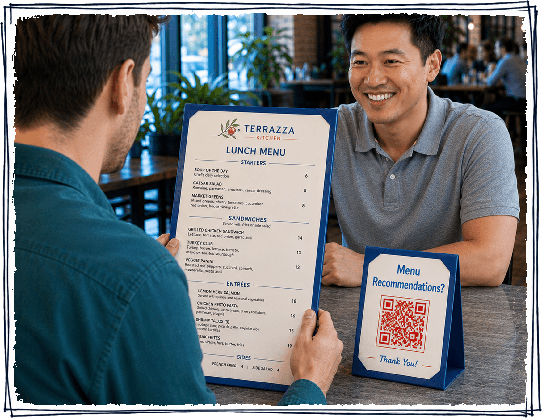 Restaurant feedback flow slide for telling us about the visit