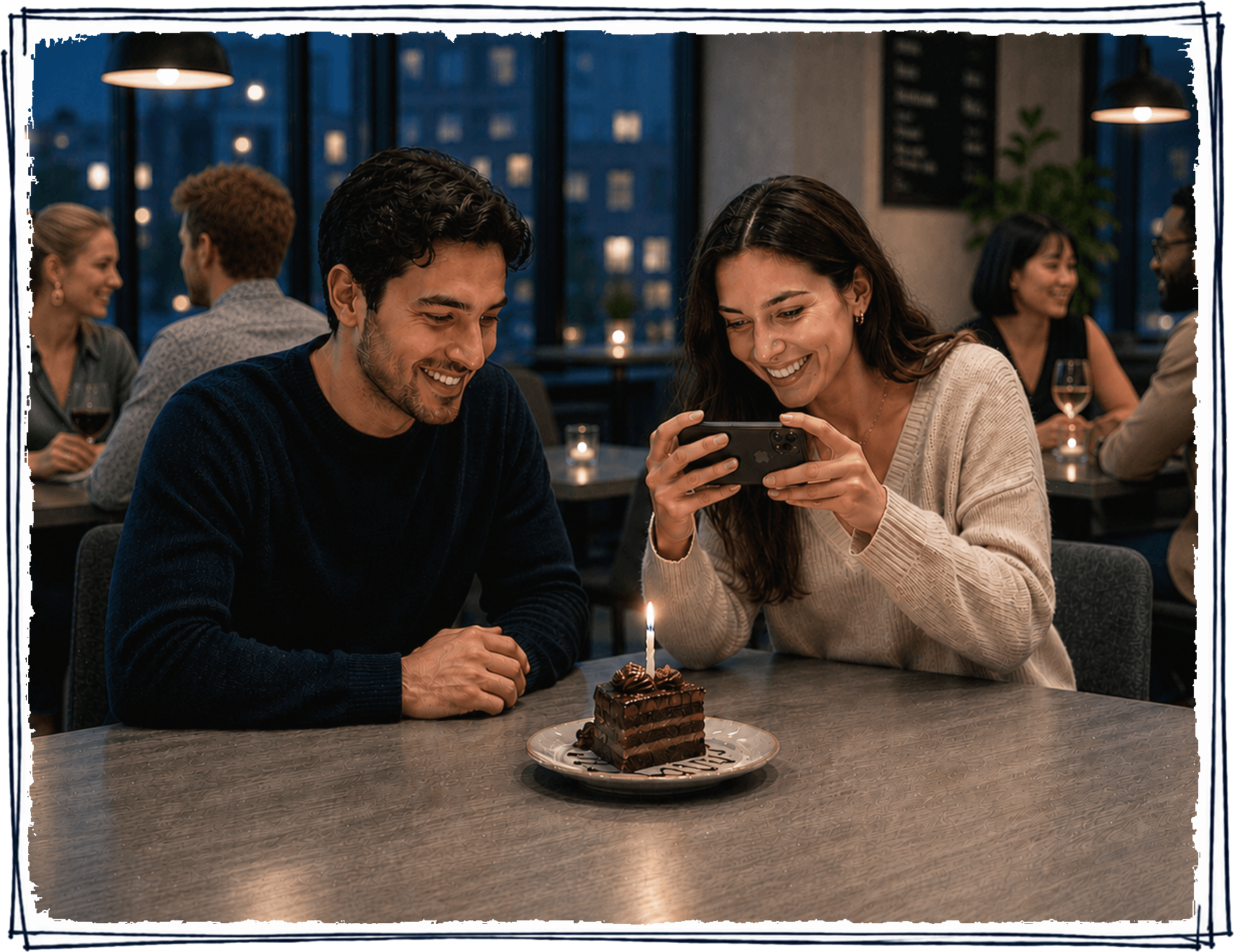 Restaurant social proof flow slide for sharing a meal